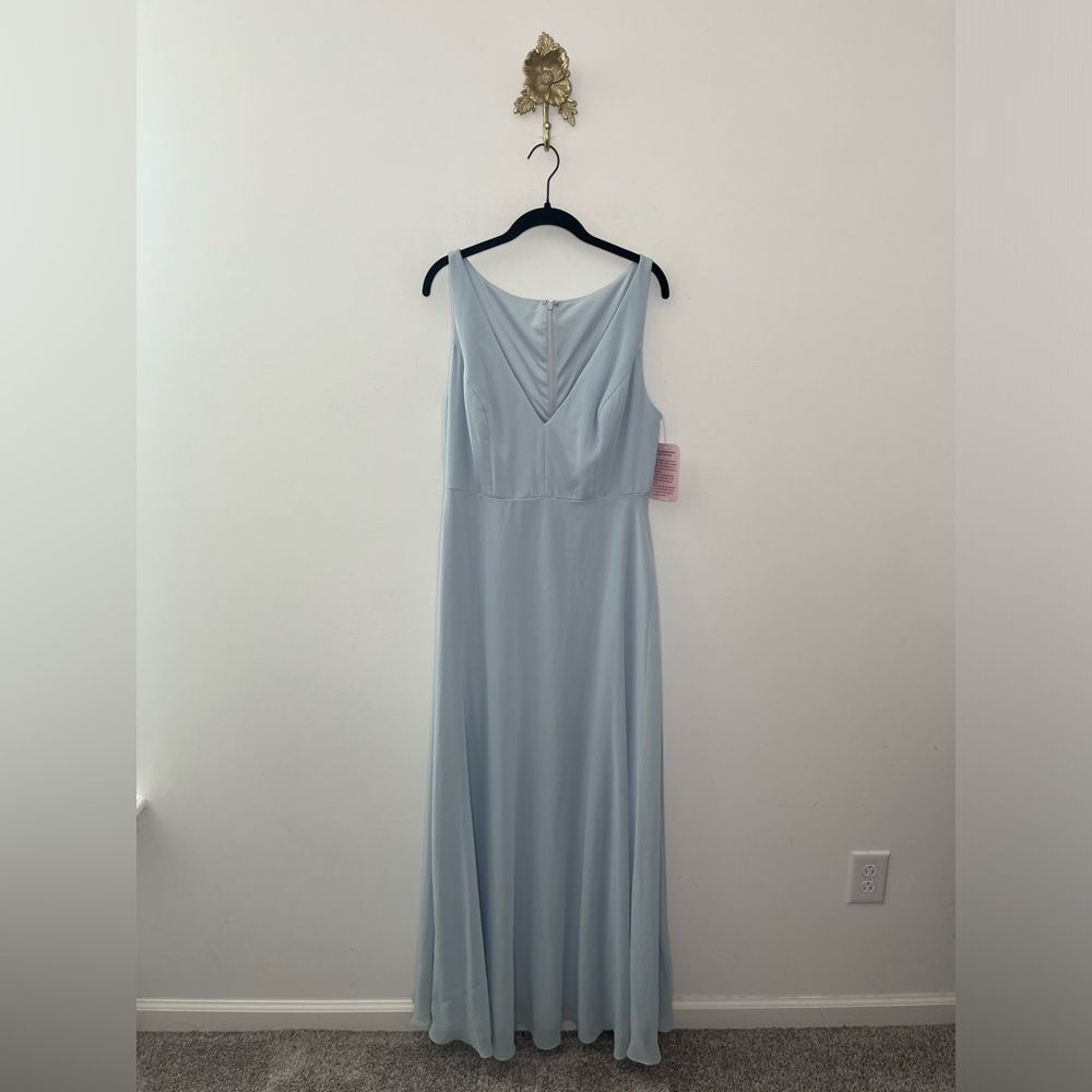 After Six Blue Chiffon V-neck Maxi Dress 8
